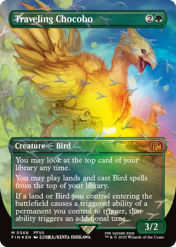 Traveling Chocobo (Borderless) (Chocobo Track Foil) [FINAL FANTASY] MTG Single Magic: The Gathering | Red Claw Gaming