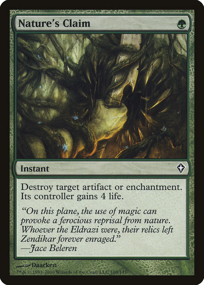 Nature's Claim [Worldwake] MTG Single Magic: The Gathering | Red Claw Gaming