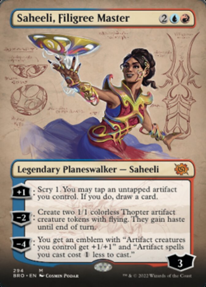 Saheeli, Filigree Master (Borderless Alternate Art) [The Brothers' War] MTG Single Magic: The Gathering | Red Claw Gaming