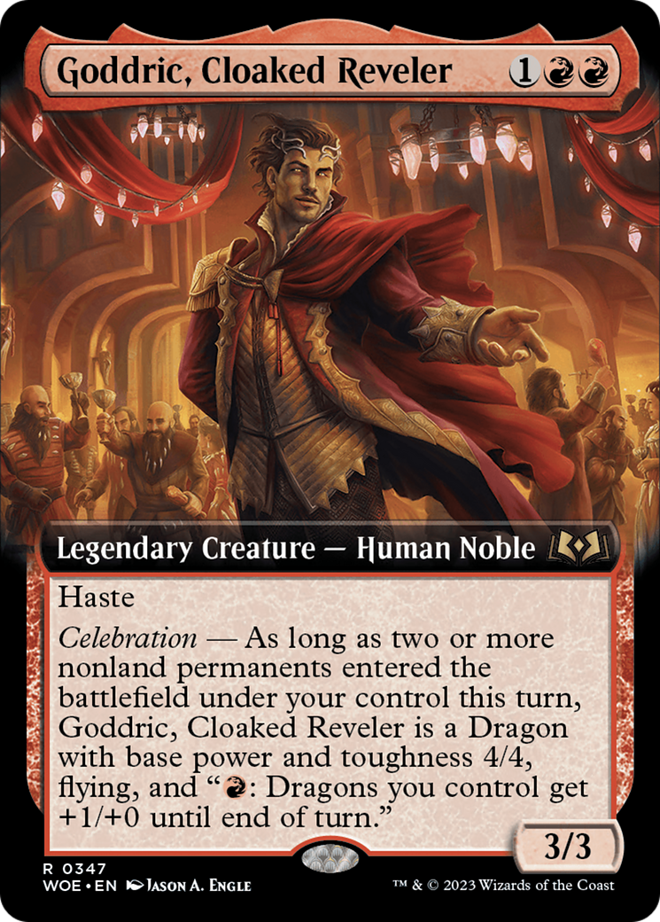 Goddric, Cloaked Reveler (Extended Art) [Wilds of Eldraine] MTG Single Magic: The Gathering    | Red Claw Gaming