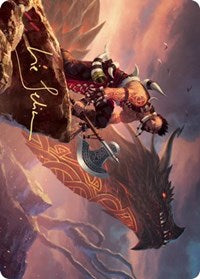 Dragonkin Berserker Art Card (Gold-Stamped Signature) [Kaldheim Art Series] MTG Single Magic: The Gathering | Red Claw Gaming
