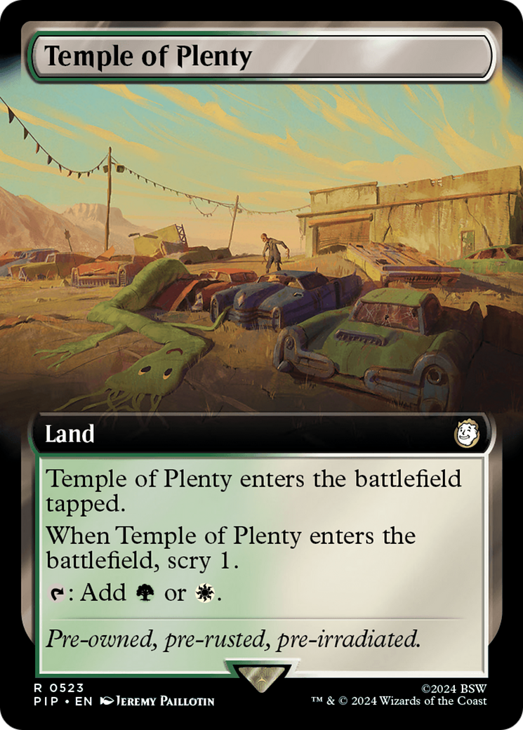Temple of Plenty (Extended Art) [Fallout] MTG Single Magic: The Gathering    | Red Claw Gaming