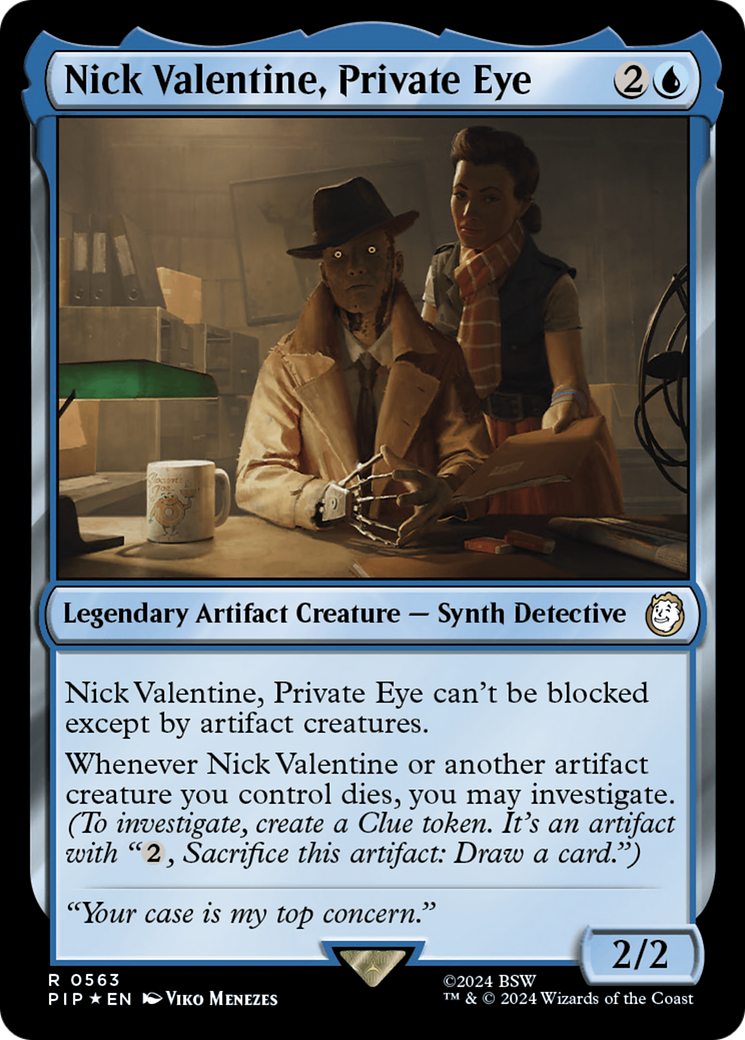 Nick Valentine, Private Eye (Surge Foil) [Fallout] MTG Single Magic: The Gathering    | Red Claw Gaming