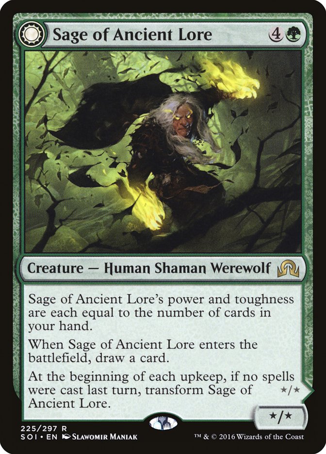 Sage of Ancient Lore // Werewolf of Ancient Hunger [Shadows over Innistrad] MTG Single Magic: The Gathering | Red Claw Gaming