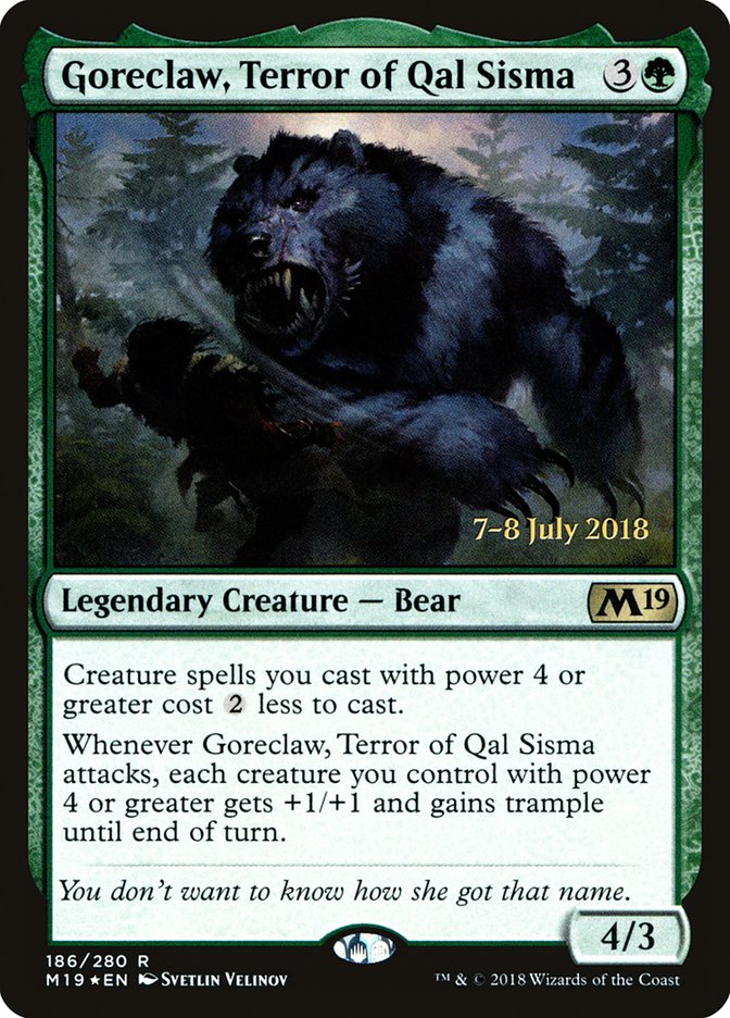 Goreclaw, Terror of Qal Sisma [Core Set 2019 Prerelease Promos] MTG Single Magic: The Gathering | Red Claw Gaming