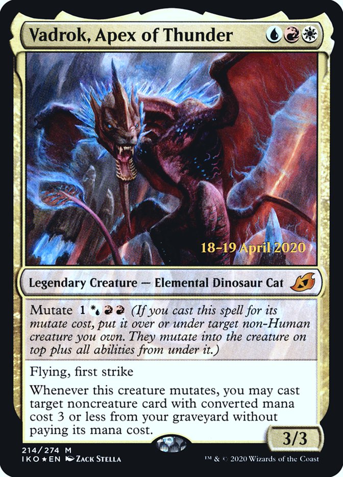 Vadrok, Apex of Thunder [Ikoria: Lair of Behemoths Prerelease Promos] MTG Single Magic: The Gathering | Red Claw Gaming