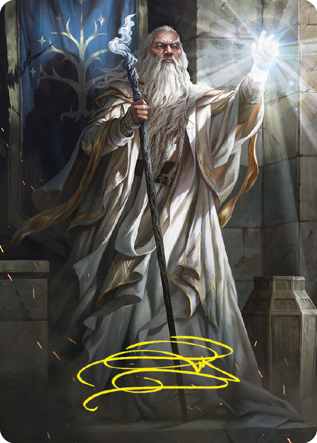 Gandalf the White Art Card (Gold-Stamped Signature) [The Lord of the Rings: Tales of Middle-earth Art Series] MTG Single Magic: The Gathering | Red Claw Gaming