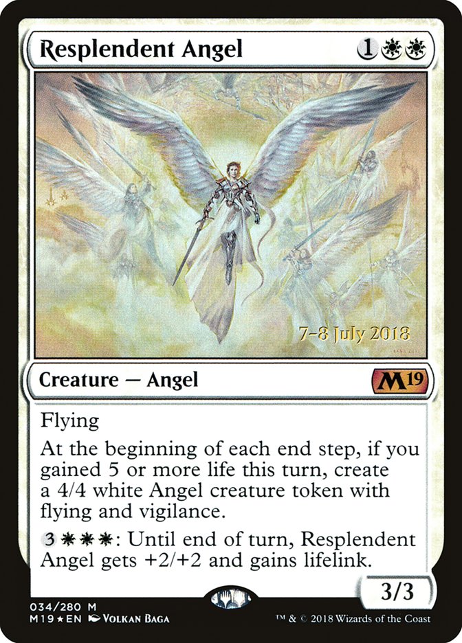 Resplendent Angel [Core Set 2019 Prerelease Promos] MTG Single Magic: The Gathering | Red Claw Gaming