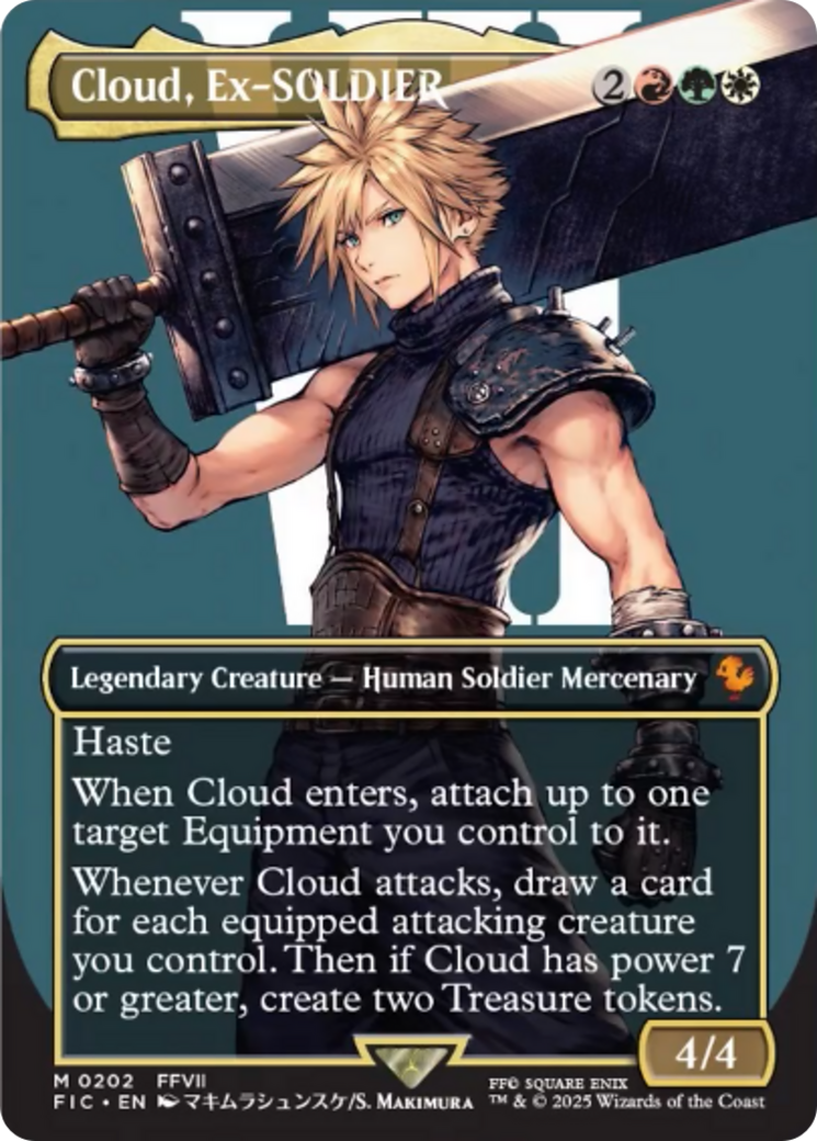 Cloud, Ex-SOLDIER (Borderless) [FINAL FANTASY Commander] MTG Single Magic: The Gathering | Red Claw Gaming
