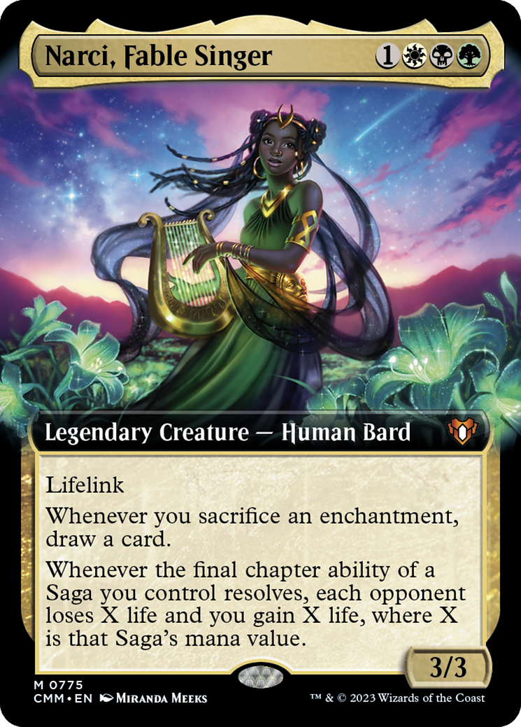 Narci, Fable Singer (Extended Art) [Commander Masters] MTG Single Magic: The Gathering | Red Claw Gaming