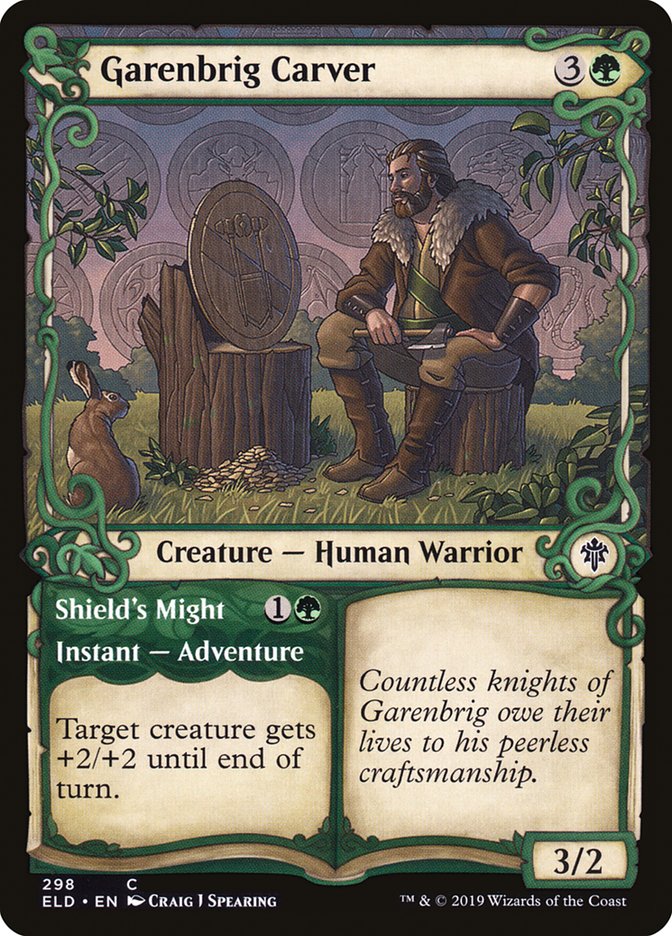 Garenbrig Carver // Shield's Might (Showcase) [Throne of Eldraine] MTG Single Magic: The Gathering | Red Claw Gaming