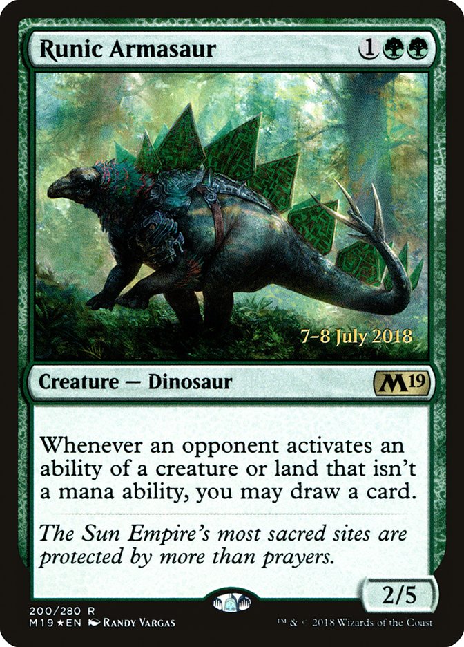 Runic Armasaur [Core Set 2019 Prerelease Promos] MTG Single Magic: The Gathering | Red Claw Gaming