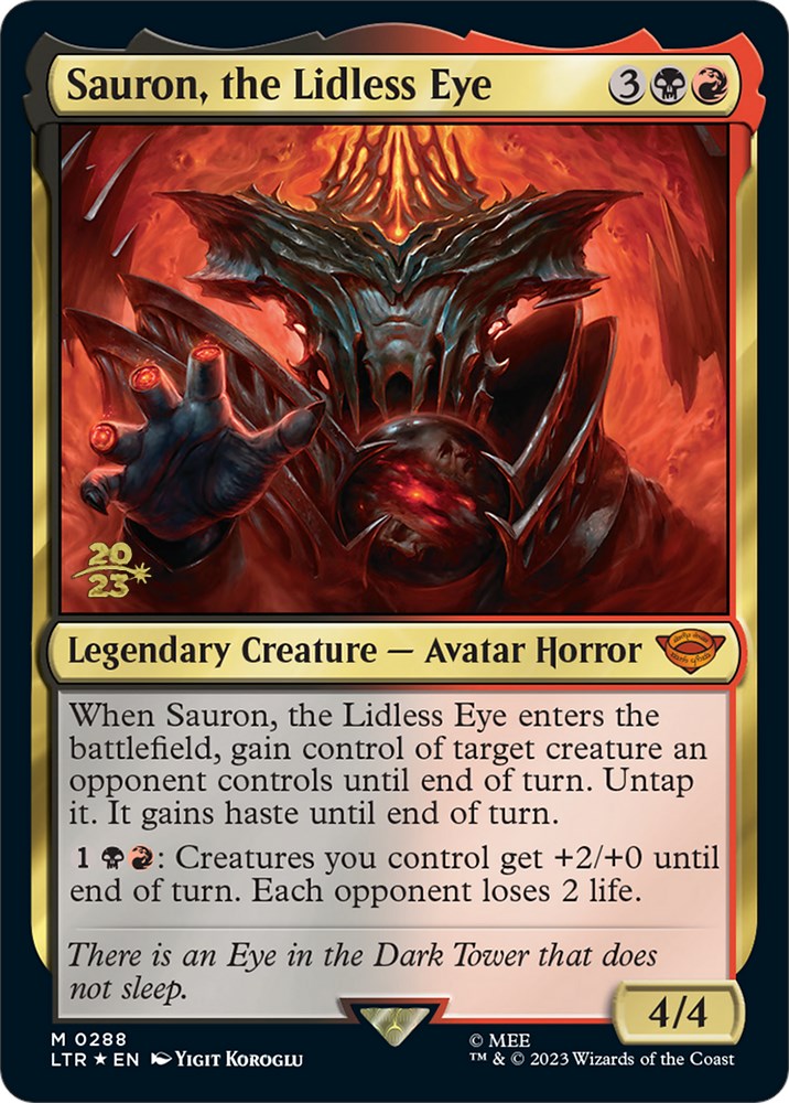 Sauron, the Lidless Eye [The Lord of the Rings: Tales of Middle-Earth Prerelease Promos] MTG Single Magic: The Gathering | Red Claw Gaming
