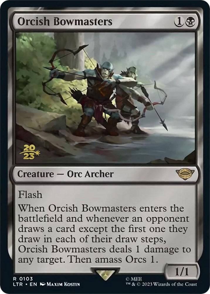 Orcish Bowmasters [The Lord of the Rings: Tales of Middle-Earth Prerelease Promos] MTG Single Magic: The Gathering | Red Claw Gaming
