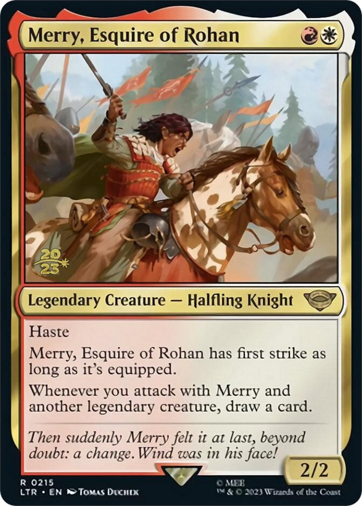 Merry, Esquire of Rohan [The Lord of the Rings: Tales of Middle-Earth Prerelease Promos] MTG Single Magic: The Gathering | Red Claw Gaming