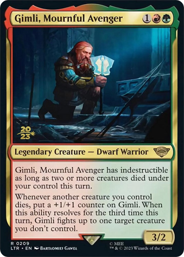 Gimli, Mournful Avenger [The Lord of the Rings: Tales of Middle-Earth Prerelease Promos] MTG Single Magic: The Gathering | Red Claw Gaming