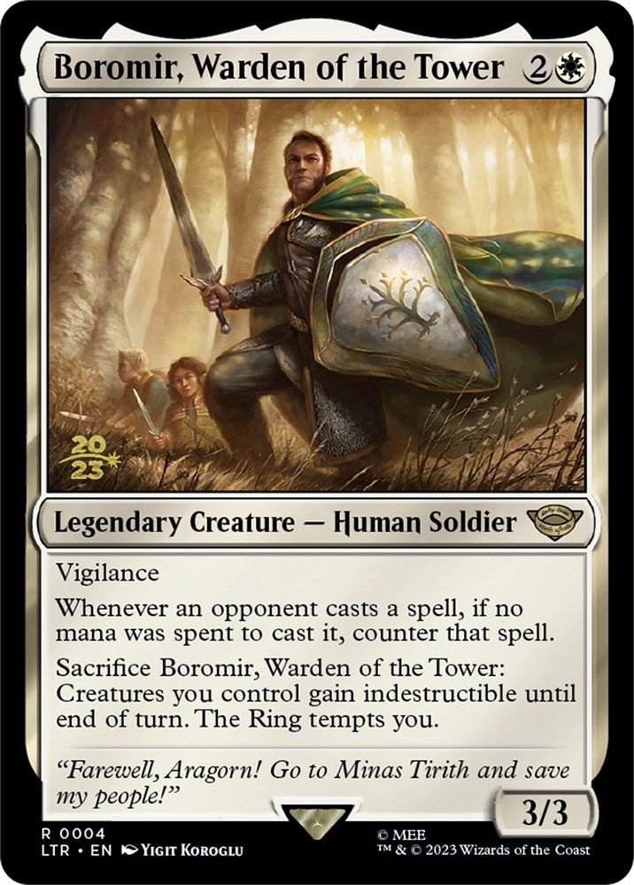 Boromir, Warden of the Tower [The Lord of the Rings: Tales of Middle-Earth Prerelease Promos] MTG Single Magic: The Gathering | Red Claw Gaming