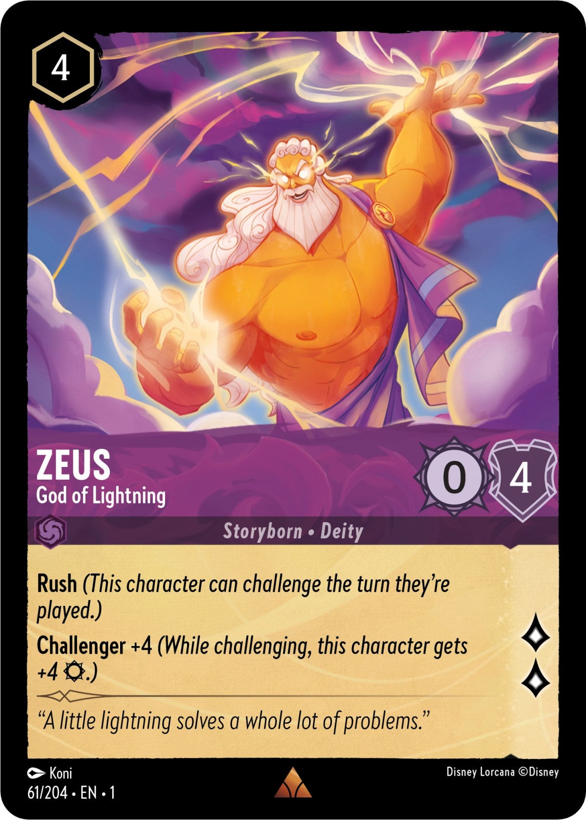 Zeus - God of Lightning (61/204) [The First Chapter] Lorcana Single Disney | Red Claw Gaming