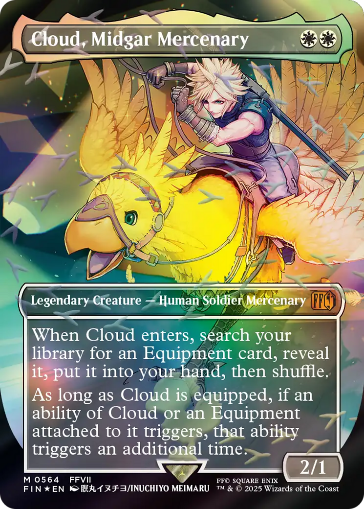 Cloud, Midgar Mercenary (Borderless) (Chocobo Track Foil) [FINAL FANTASY] MTG Single Magic: The Gathering | Red Claw Gaming