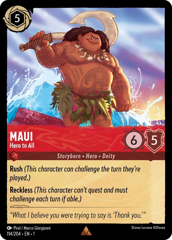 Maui - Hero to All (114/204) [The First Chapter] Lorcana Single Disney    | Red Claw Gaming