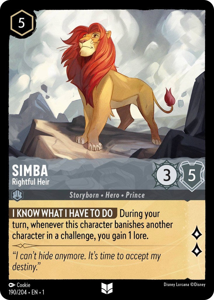 Simba - Rightful Heir (190/204) [The First Chapter] Lorcana Single Disney | Red Claw Gaming