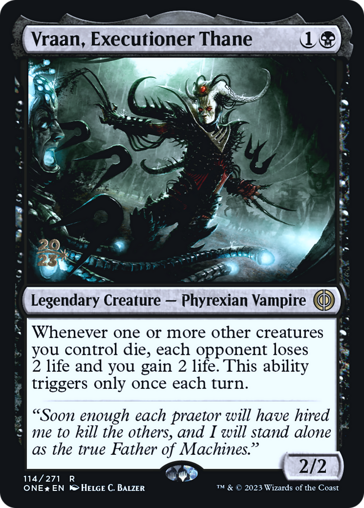 Vraan, Executioner Thane [Phyrexia: All Will Be One Prerelease Promos] MTG Single Magic: The Gathering | Red Claw Gaming