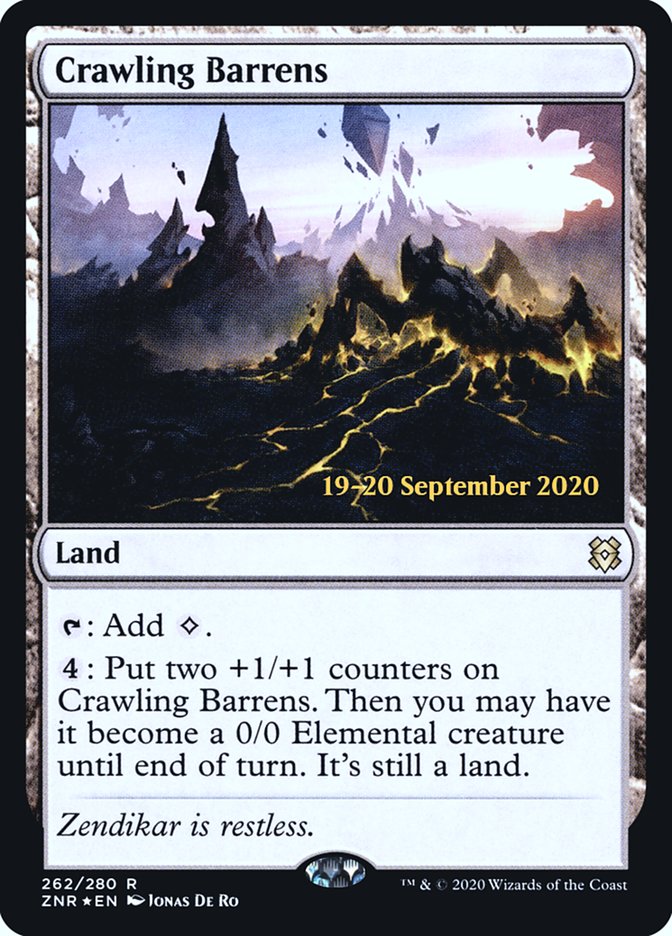 Crawling Barrens [Zendikar Rising Prerelease Promos] MTG Single Magic: The Gathering | Red Claw Gaming