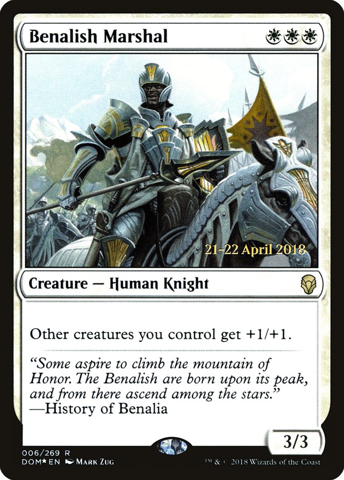 Benalish Marshal [Dominaria Prerelease Promos] MTG Single Magic: The Gathering | Red Claw Gaming