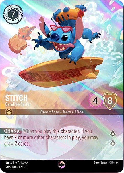 Stitch - Carefree Surfer (Enchanted) (206/204) [The First Chapter] Lorcana Single Disney | Red Claw Gaming