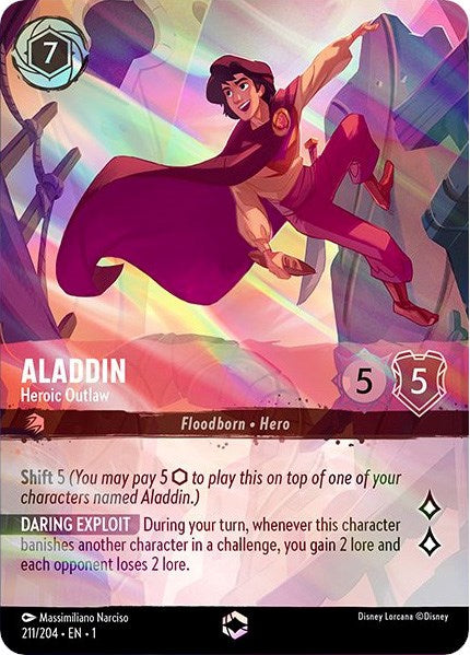 Aladdin - Heroic Outlaw (Enchanted) (211/204) [The First Chapter] Lorcana Single Disney | Red Claw Gaming
