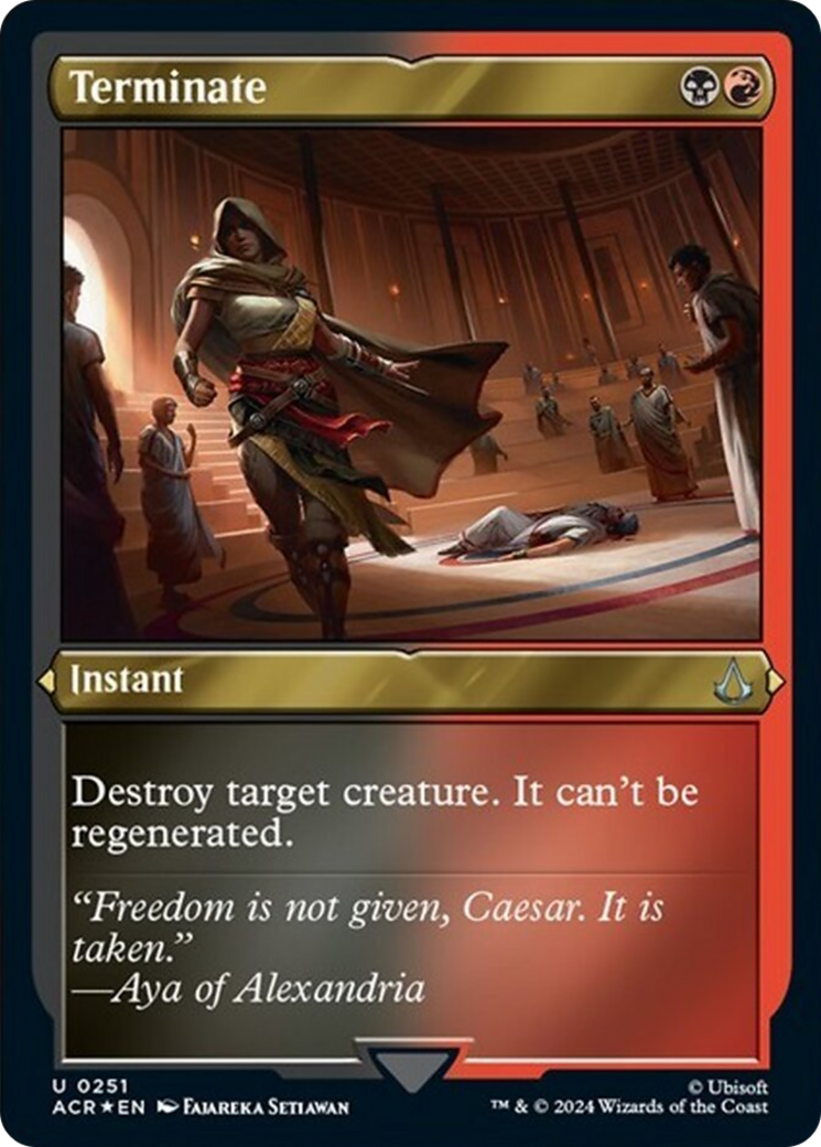 Terminate (Foil Etched) [Assassin's Creed] MTG Single Magic: The Gathering | Red Claw Gaming