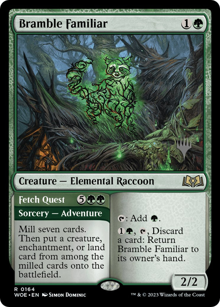Bramble Familiar // Fetch Quest (Promo Pack) [Wilds of Eldraine Promos] MTG Single Magic: The Gathering | Red Claw Gaming