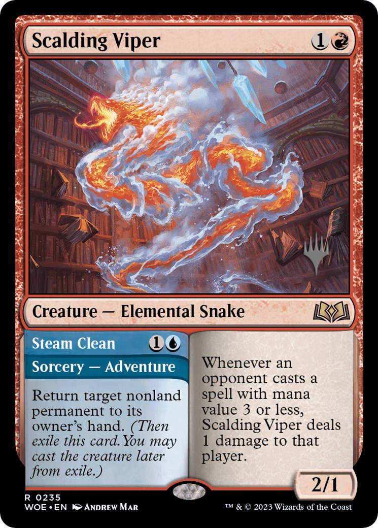 Scalding Viper // Steam Clean (Promo Pack) [Wilds of Eldraine Promos] MTG Single Magic: The Gathering | Red Claw Gaming
