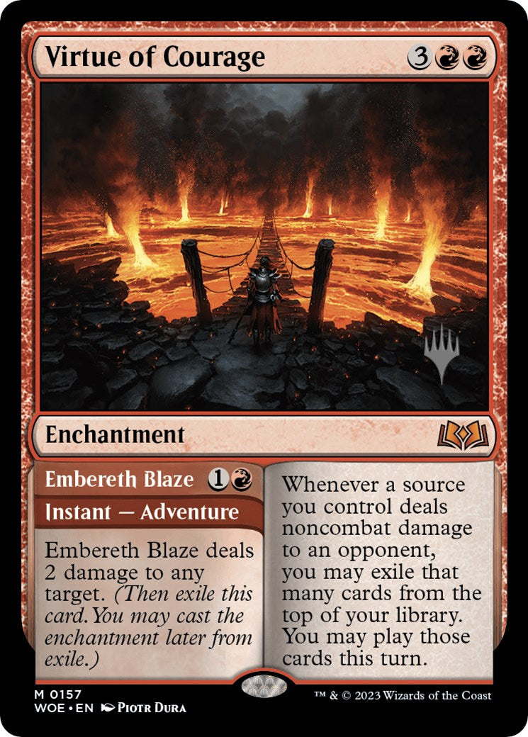 Virtue of Courage //Embereth Blaze (Promo Pack) [Wilds of Eldraine Promos] MTG Single Magic: The Gathering | Red Claw Gaming