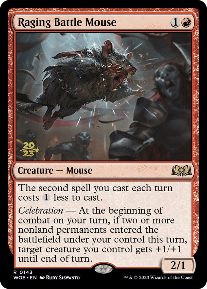 Raging Battle Mouse [Wilds of Eldraine Prerelease Promos] MTG Single Magic: The Gathering | Red Claw Gaming