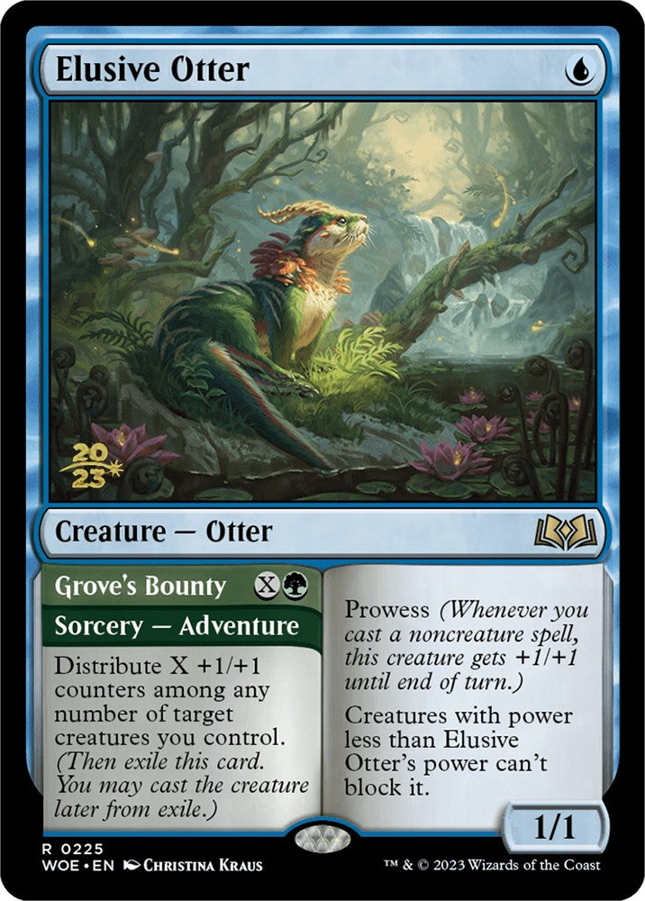 Elusive Otter // Grove's Bounty [Wilds of Eldraine Prerelease Promos] MTG Single Magic: The Gathering | Red Claw Gaming