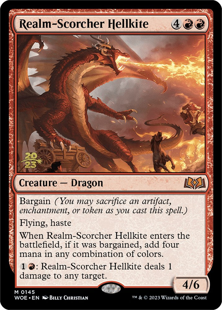 Realm-Scorcher Hellkite [Wilds of Eldraine Prerelease Promos] MTG Single Magic: The Gathering | Red Claw Gaming
