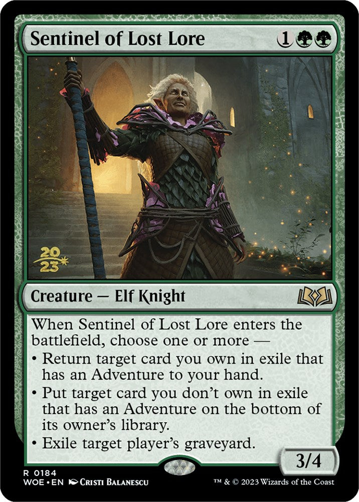 Sentinel of Lost Lore [Wilds of Eldraine Prerelease Promos] MTG Single Magic: The Gathering | Red Claw Gaming