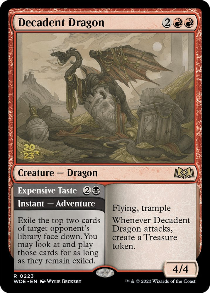 Decadent Dragon // Expensive Taste [Wilds of Eldraine Prerelease Promos] MTG Single Magic: The Gathering | Red Claw Gaming