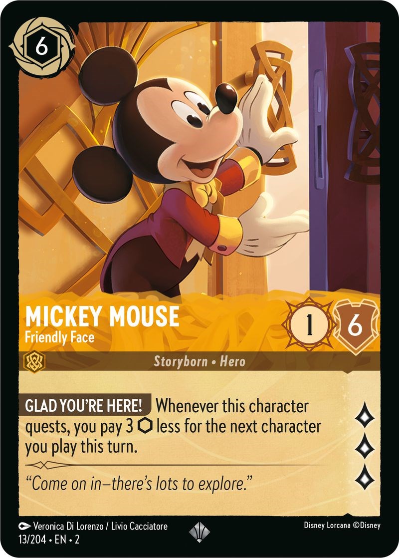 Mickey Mouse - Friendly Face (13/204) [Rise of the Floodborn] Lorcana Single Disney | Red Claw Gaming