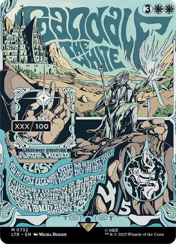 Gandalf the White (Borderless Poster) (Serialized) [The Lord of the Rings: Tales of Middle-Earth] MTG Single Magic: The Gathering | Red Claw Gaming