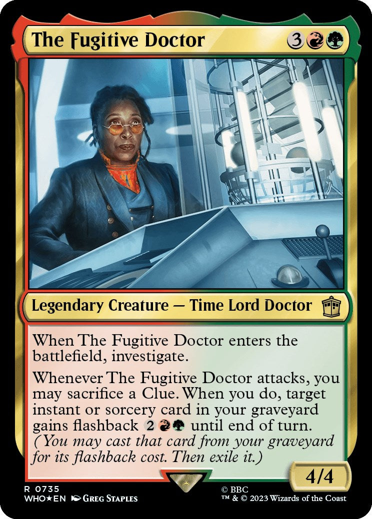 The Fugitive Doctor (Surge Foil) [Doctor Who] MTG Single Magic: The Gathering | Red Claw Gaming