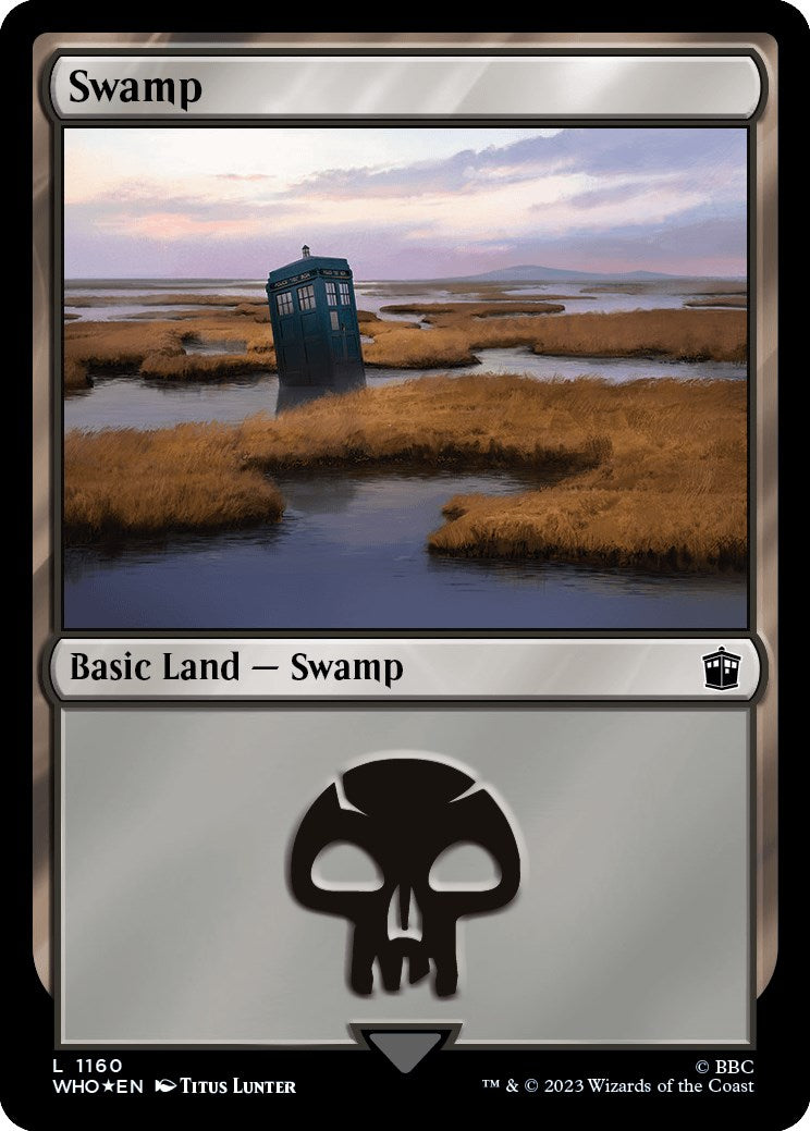 Swamp (1160) (Surge Foil) [Doctor Who] MTG Single Magic: The Gathering    | Red Claw Gaming