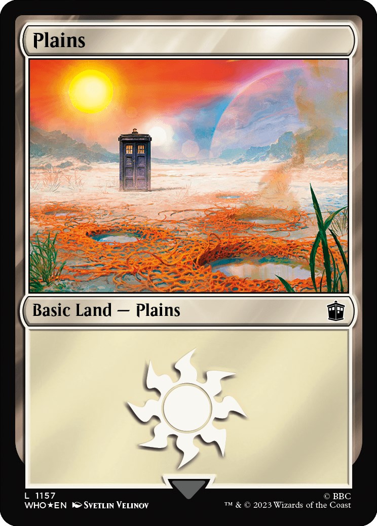 Plains (1157) (Surge Foil) [Doctor Who] MTG Single Magic: The Gathering | Red Claw Gaming
