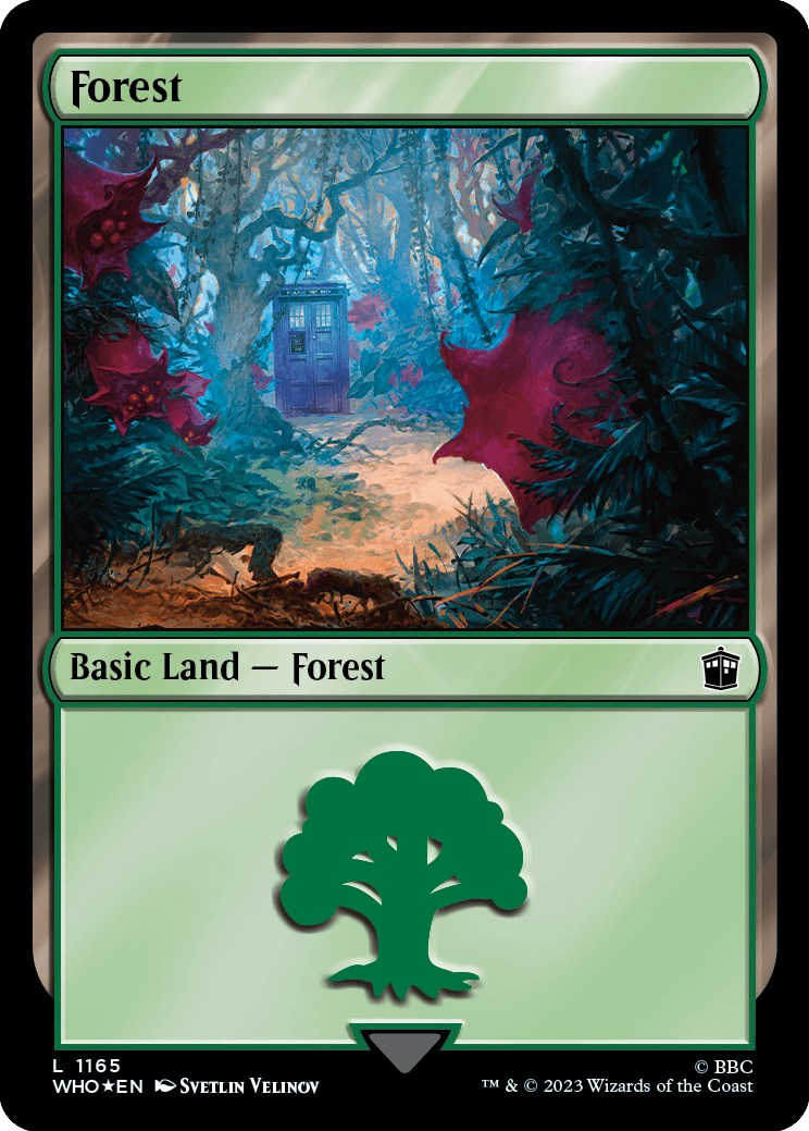 Forest (1165) (Surge Foil) [Doctor Who] MTG Single Magic: The Gathering    | Red Claw Gaming