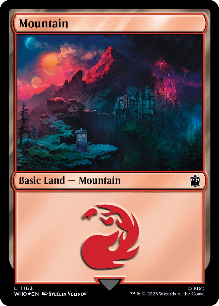 Mountain (1163) (Surge Foil) [Doctor Who] MTG Single Magic: The Gathering | Red Claw Gaming