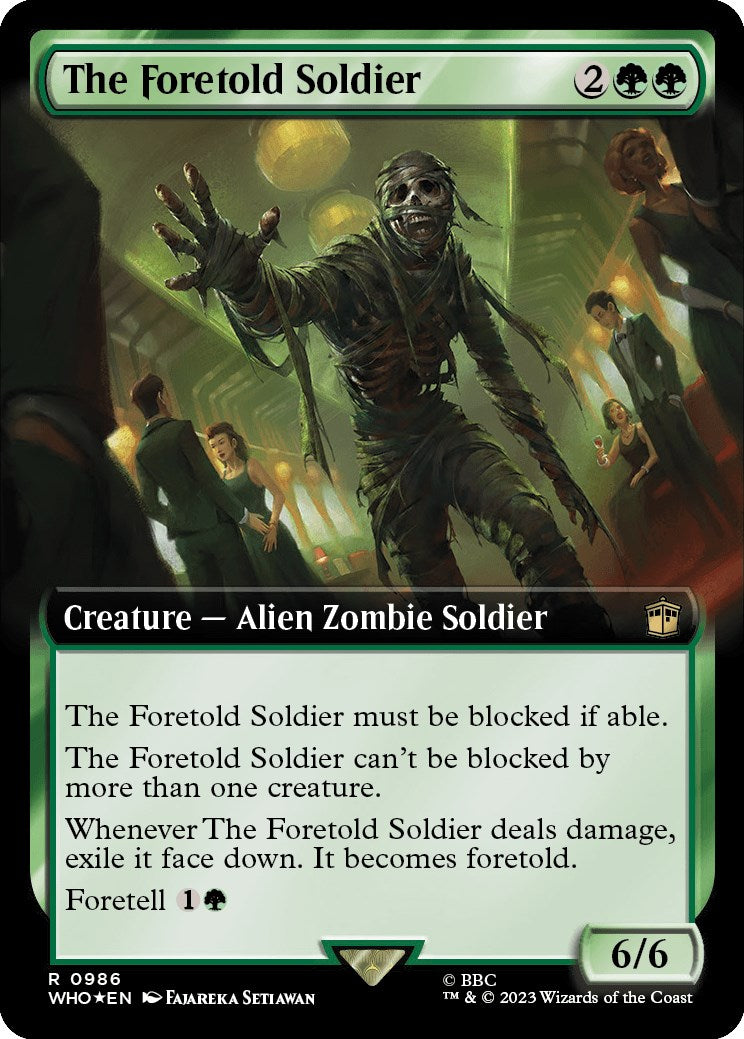 The Foretold Soldier (Extended Art) (Surge Foil) [Doctor Who] MTG Single Magic: The Gathering    | Red Claw Gaming