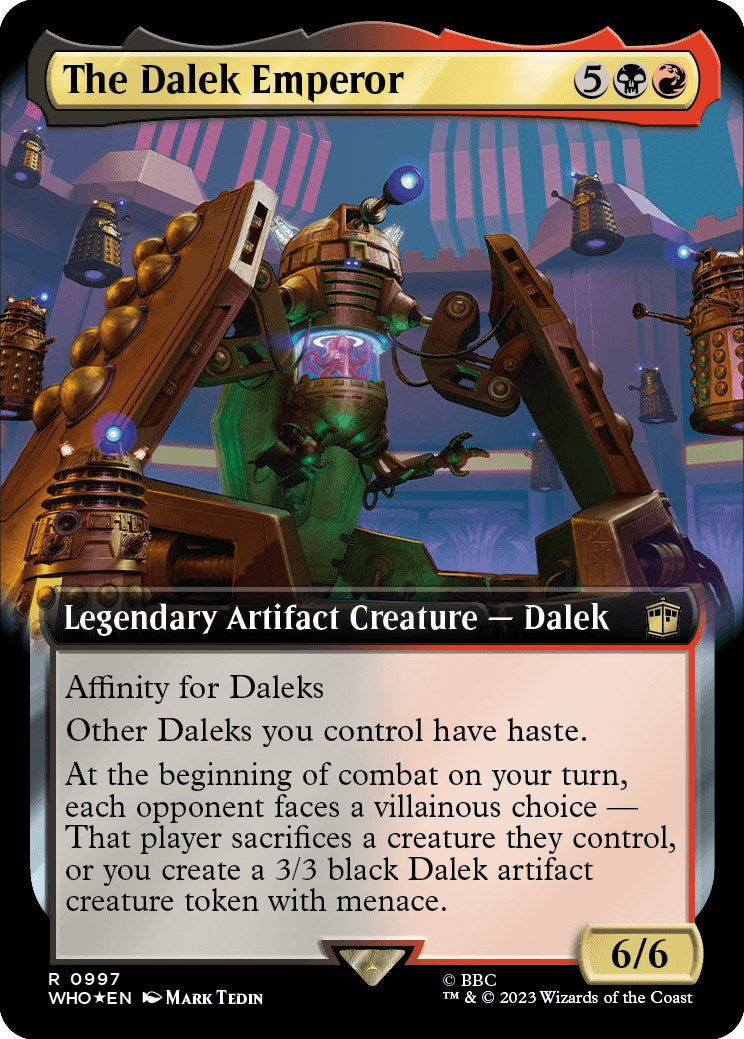 The Dalek Emperor (Extended Art) (Surge Foil) [Doctor Who] MTG Single Magic: The Gathering | Red Claw Gaming