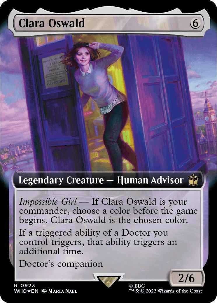 Clara Oswald (Extended Art) (Surge Foil) [Doctor Who] MTG Single Magic: The Gathering | Red Claw Gaming