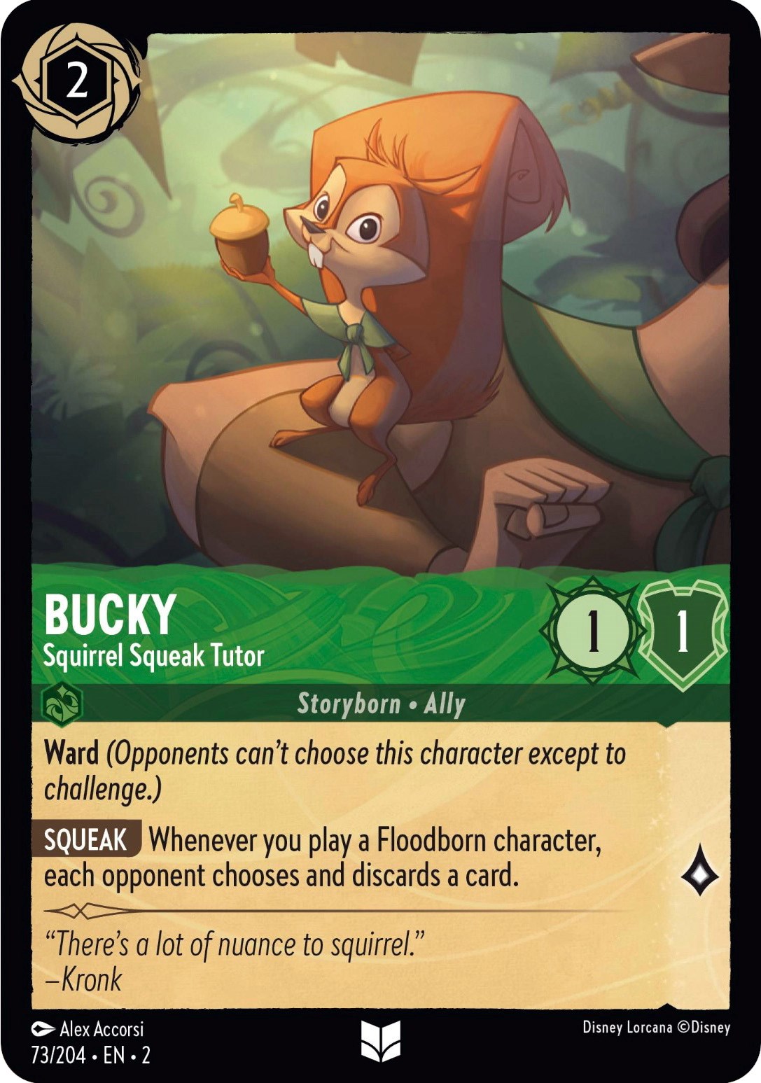 Bucky - Squirrel Squeak Tutor (73/204) [Rise of the Floodborn] Lorcana Single Disney | Red Claw Gaming